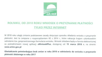 Agencja Restrukturyzacji i Modernizacji Rolnictwa informuje