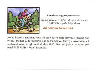 Burmistrz Węgorzyna zaprasza na...