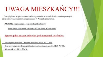 Komunikat OPS Węgorzyno