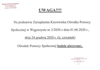 Informacja OPS Węgorzyno