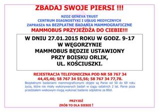 Bezpłatne badanie mammograficzne